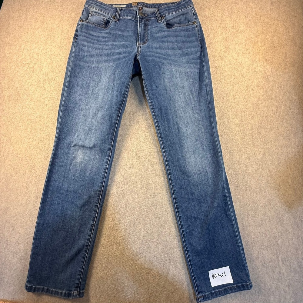 Kut from the Kloth Carrie Boyfriend Jeans Medium Wash Blue Denim Womens